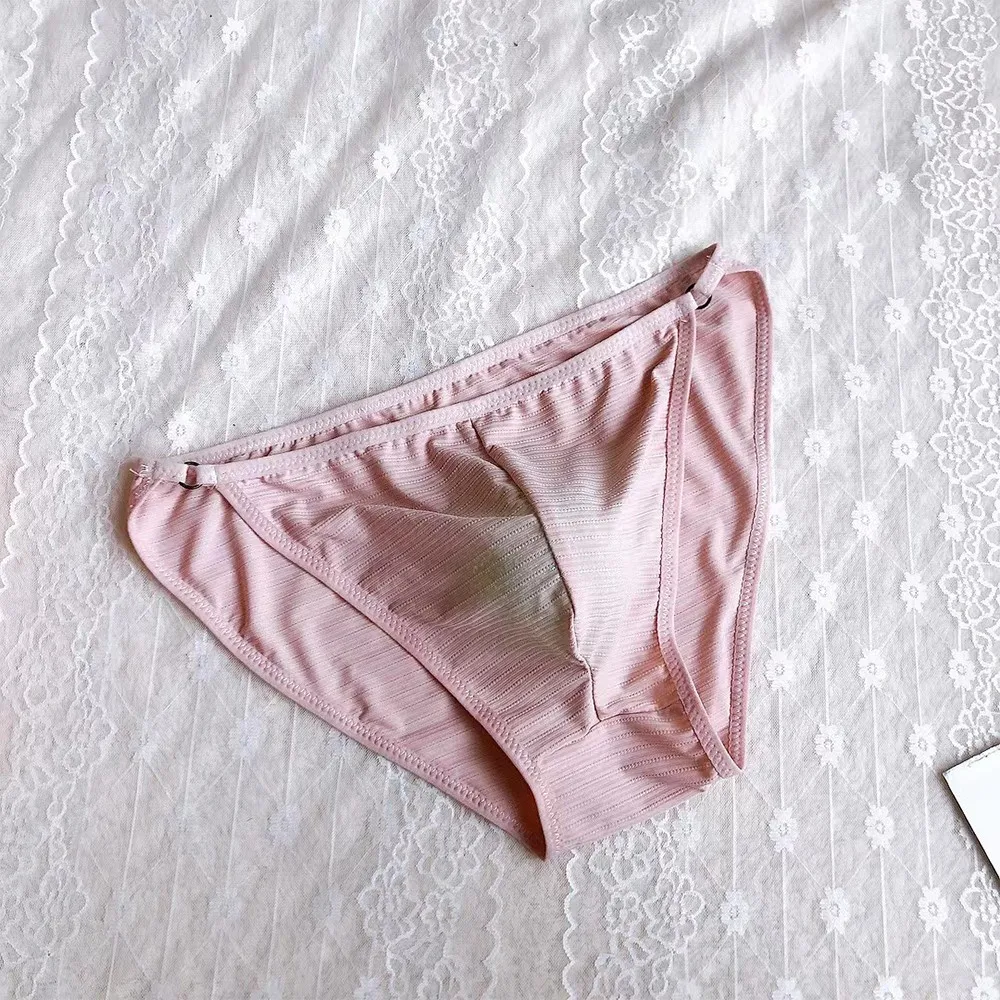 

Sexy Men Ice Silk Sheer Bulge Pouch Bikini Briefs Thongs Underwear Underpants Ribbed Breathable Men's Briefs, Comfortable