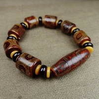 natural agate tibetan agate three eyes stone beads bracelets for women and men strand meditation bangles jewelry accessories