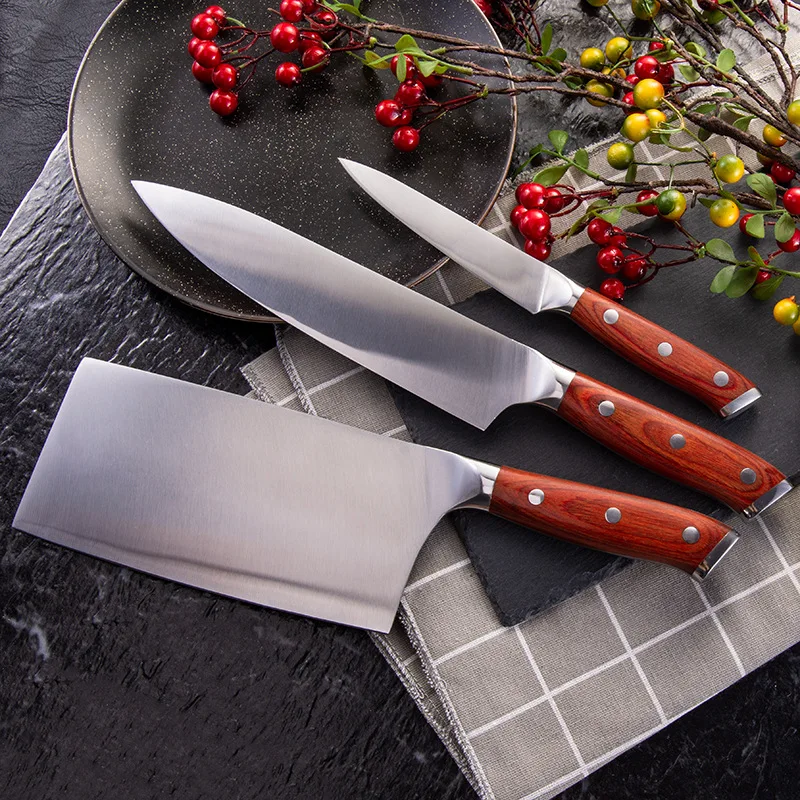 

3 шт./компл. набор кухонных ножей из нержавеющей стали, нож для нарезки мяса, нож мясника, набор ножей шеф-повара, нож для нарезки фруктов