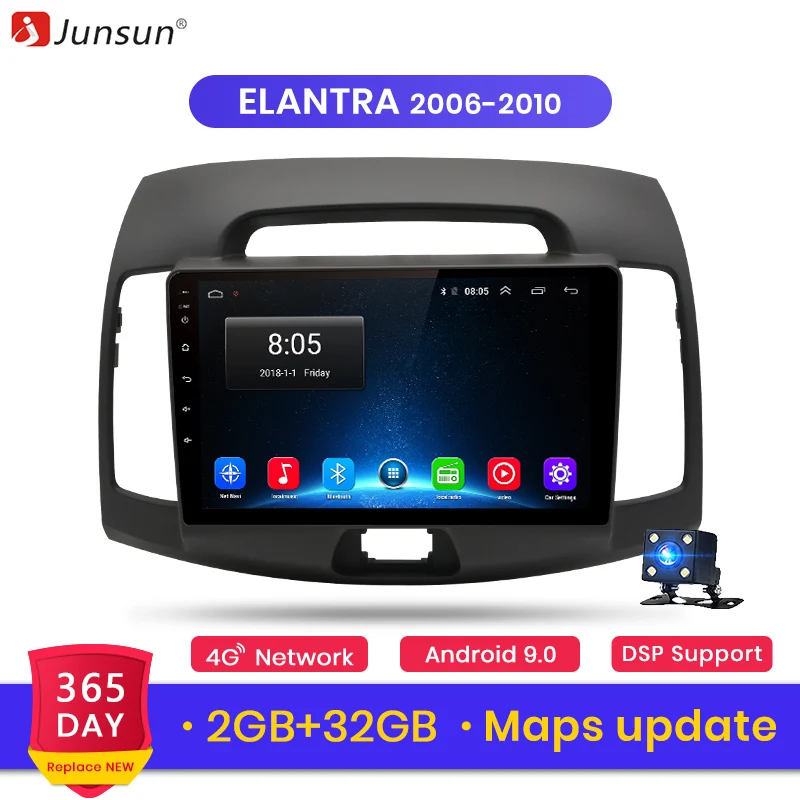 Junsun 2 Din мультимедийный видео плеер Android 8,1 gps навигация радио 4G для hyundai Elantra HD 2006 2007 2008 2009 2010 без dvd