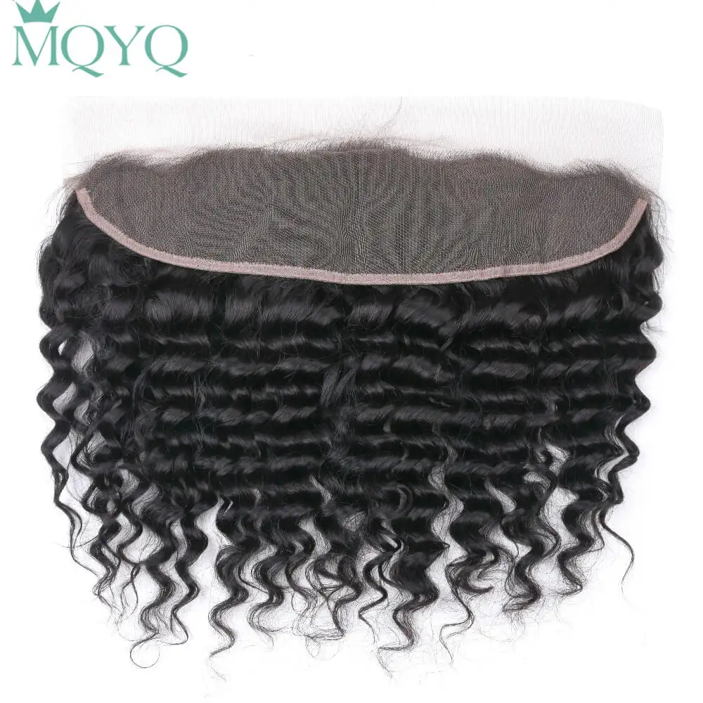 MQYQ глубокая волна пряди с фронтальной Remy малазийские человеческие волосы
