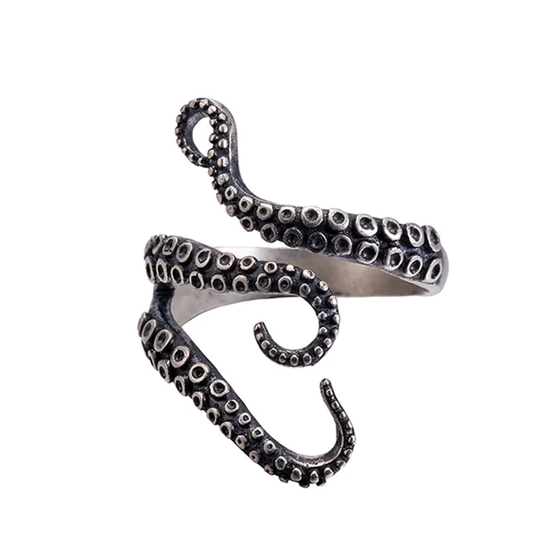 

Punk new octopus ring stainless steel titanium steel open ring