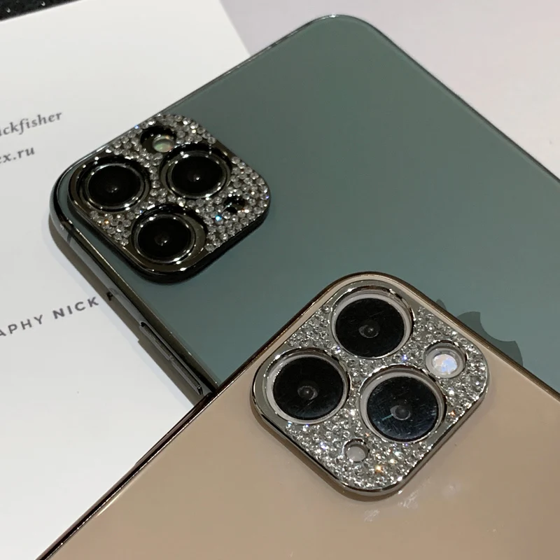 

Hot Luxury Rhinestone Diamond Camera Film Protector Case For iPhone 11 Pro MAX Lens Protection Sticker Glitter Bling Back Cover