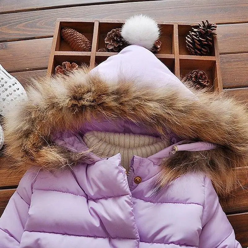 Winter Thick Cotton Coat Down Jacke Park For Girls Down Jacket For Girls Fur Hooded Children Outerwear Children's Down Jacket
