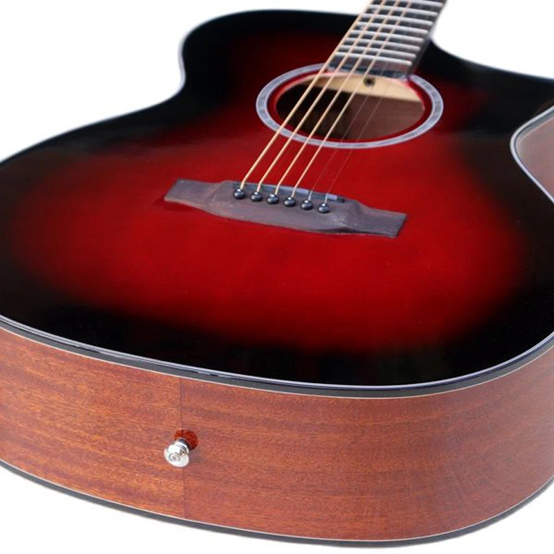 rot 6 saiten elektrische akustische gitarre 40 inch cutway design hochglanz finish folk gitarre kann hinzufügen eq mit fehler blase harter fall f