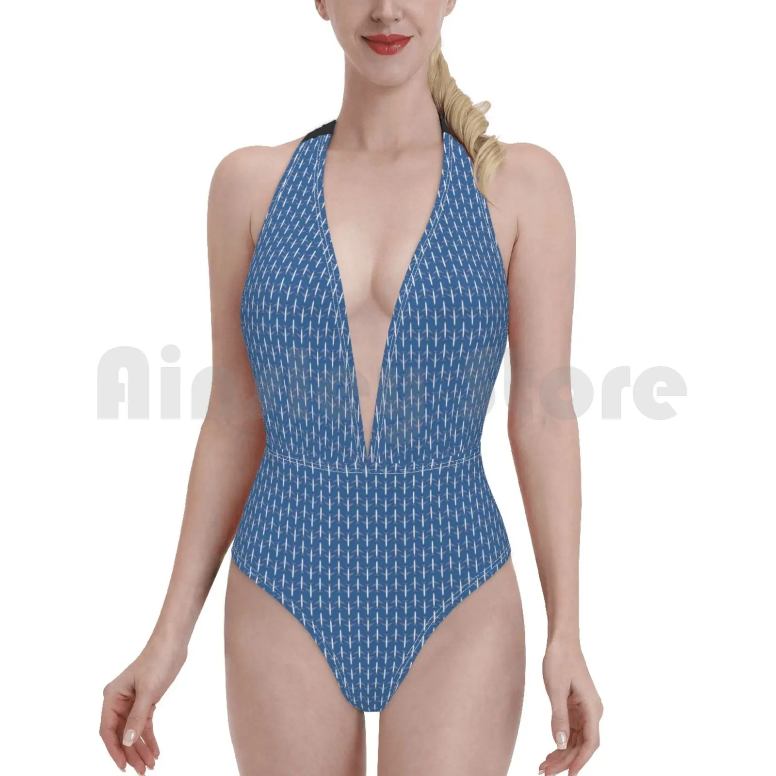 

Купальник Цельный для самолетов-микро-рисунок в синем цвете 338