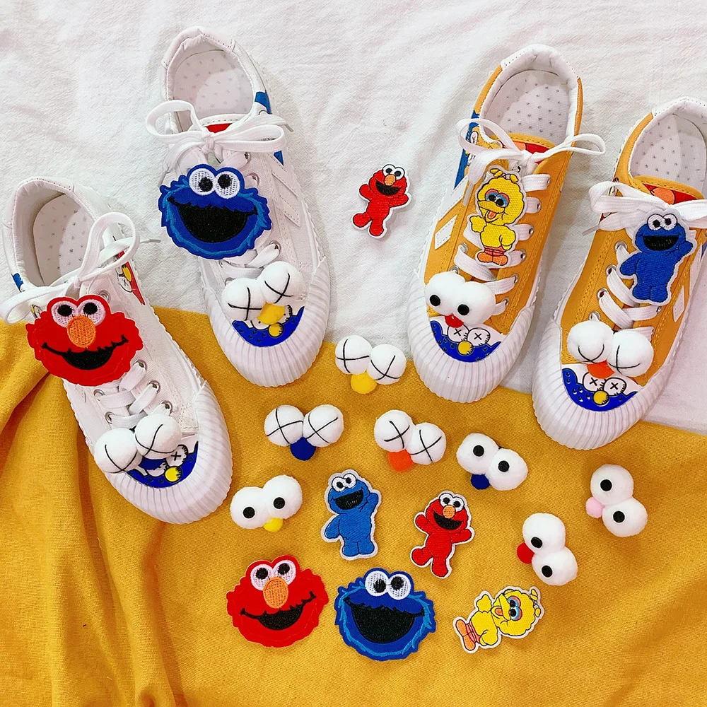 Плюшевая Пряжка для обуви пряжки шнурков с принтом из мультфильмов Тканевая