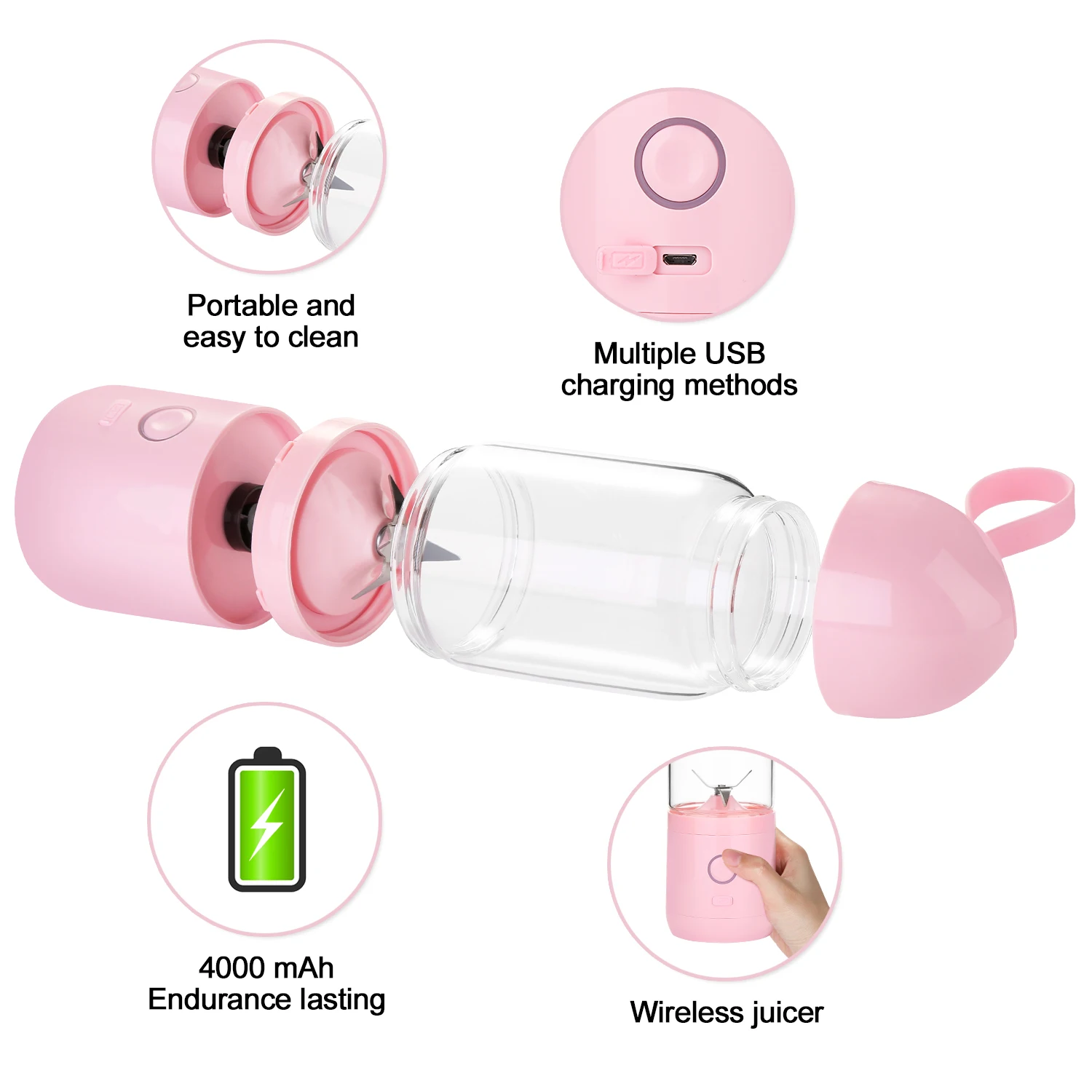 Smoothie Blender Portable Handheld Juicer Cup 22000RPM 500ml Bottle | Инструменты