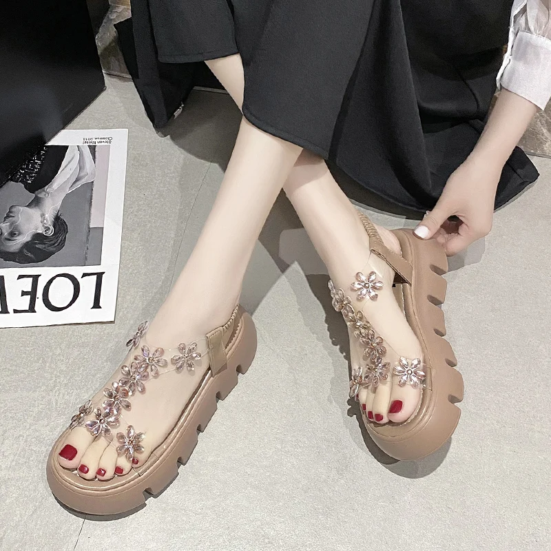 

Summer 2021 fashion trendy flat mid-to-high platform sandals for girls 1932