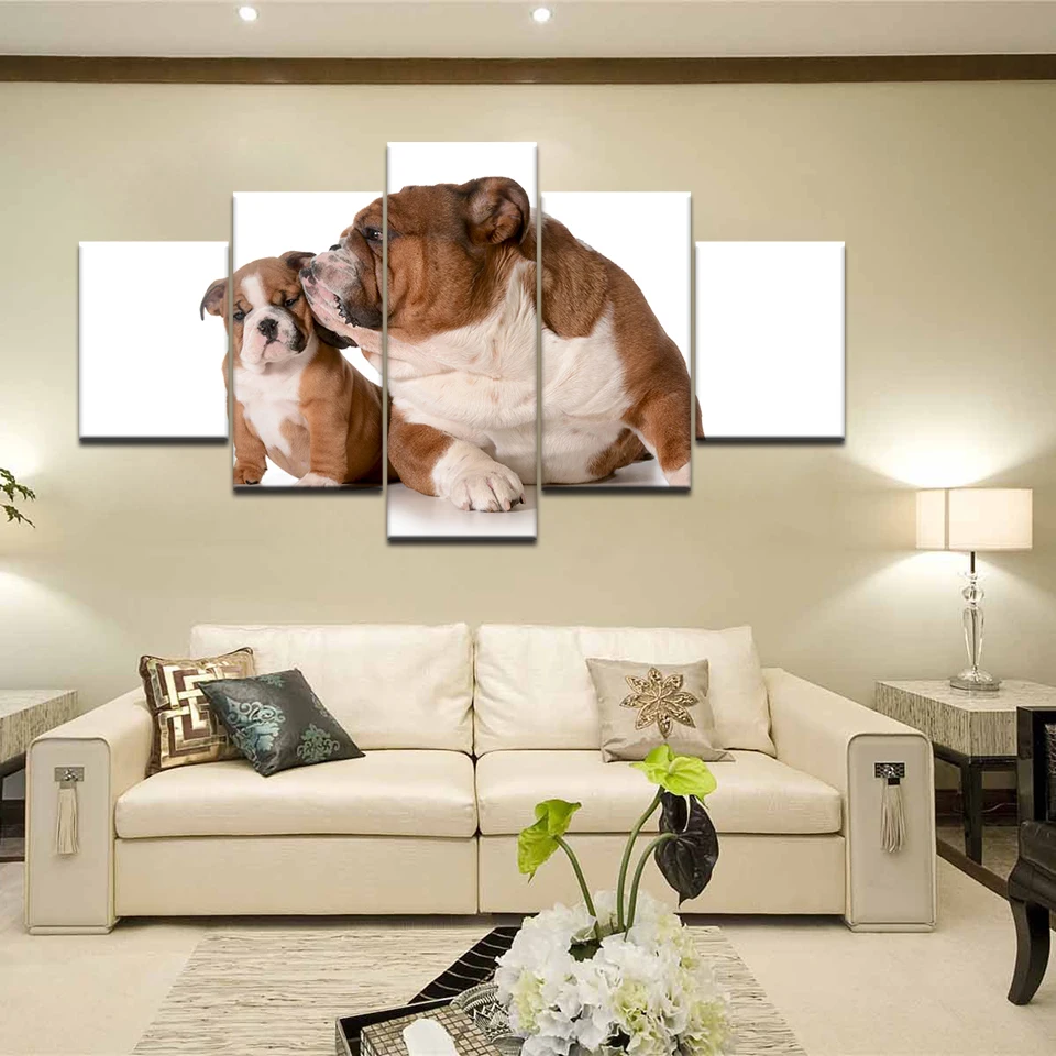 Шарпей милая собака абстрактная стена искусство холст печати 5 панелей картина