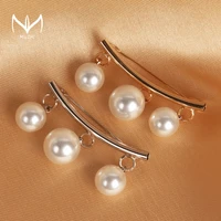 muzhi high quality pearl brooches women clothes coat decoration sweater cardigan clip brooch female gold silver brooches jewelry