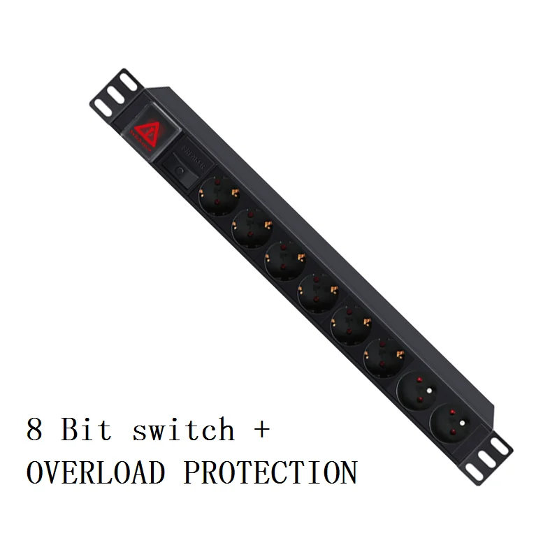 OVERLOAD PROTECTION Pdu алюминиевый сплав Молниезащита защита от перегрузки 10A2500W немецкий стандартный разъем - Цвет: OVERLOAD PROTECTION