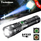 Светодиодный фонарик XHP50, зарядка через USB, 5 режимов, встроенный аккумулятор, фонарь с фокусировкой, индикатор мощности