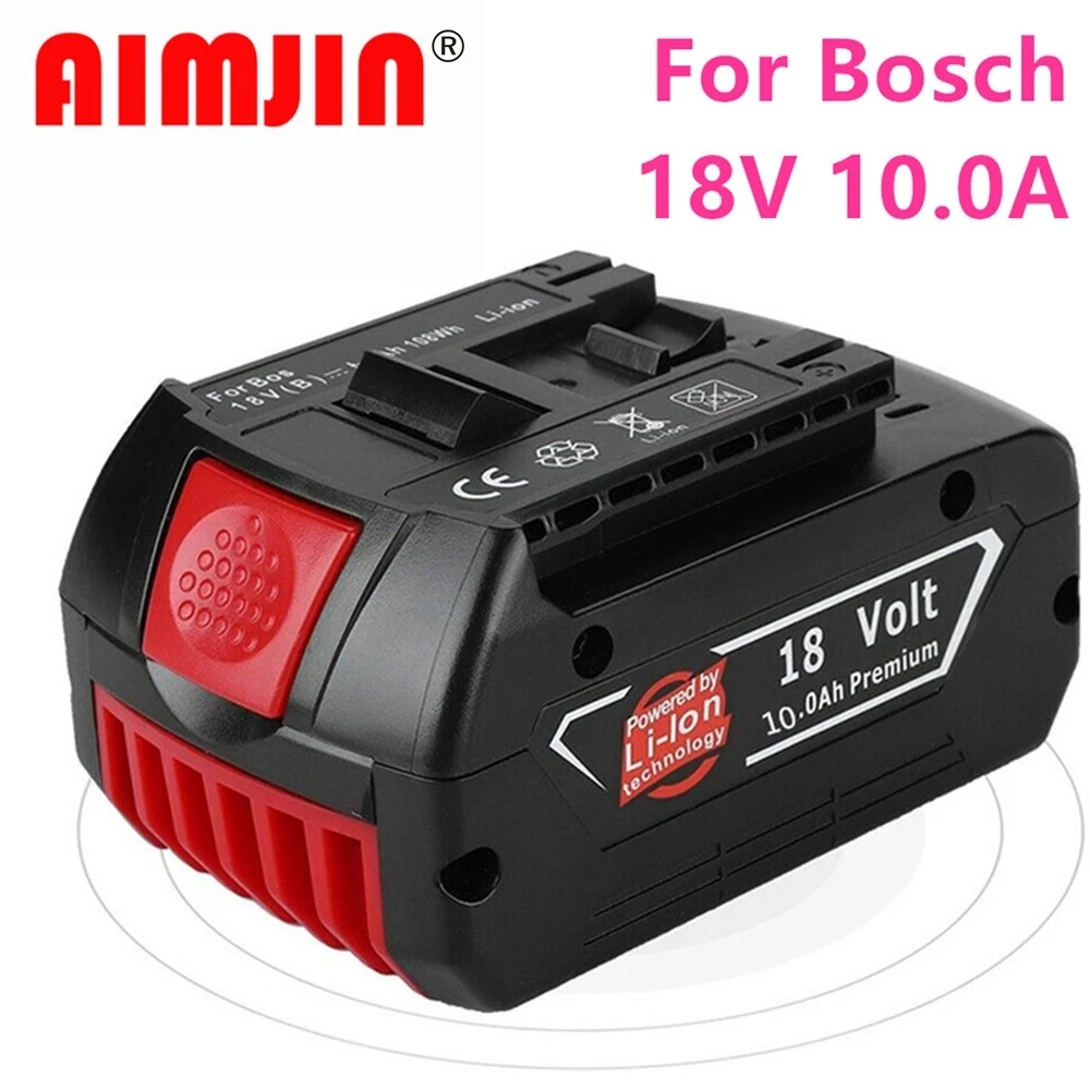 

2021 new 18V 10000mah rechargeable lithium ion battery for 18V Bosch Power Tools backup battery portable replacement + charger