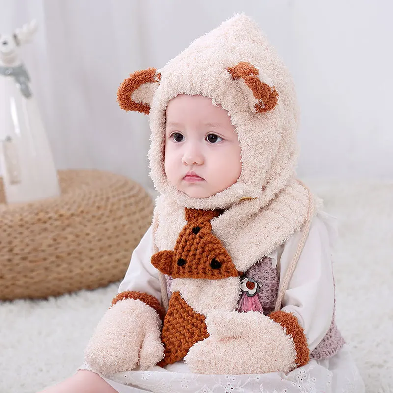 Хепберн бренд Ручной Вязки Зимняя утепленная шапка шарф перчатки из трех