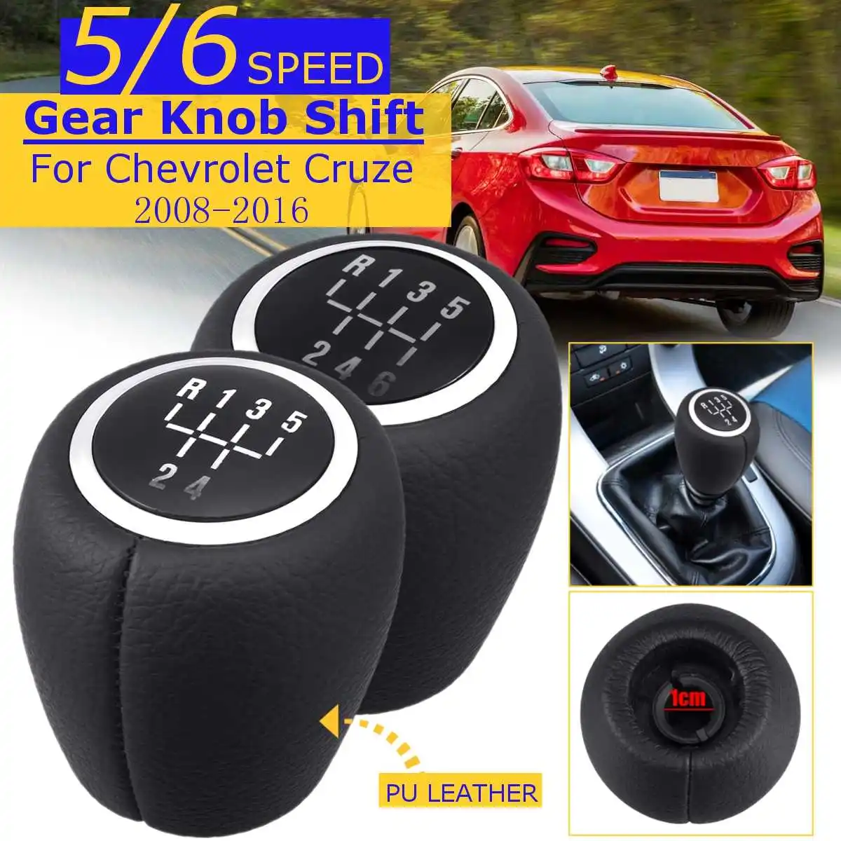 Ручная кожаная ручка переключения передач для Chevrolet Cruze 2008 2009 2010 2011 2012 2013 2014 2015 2016