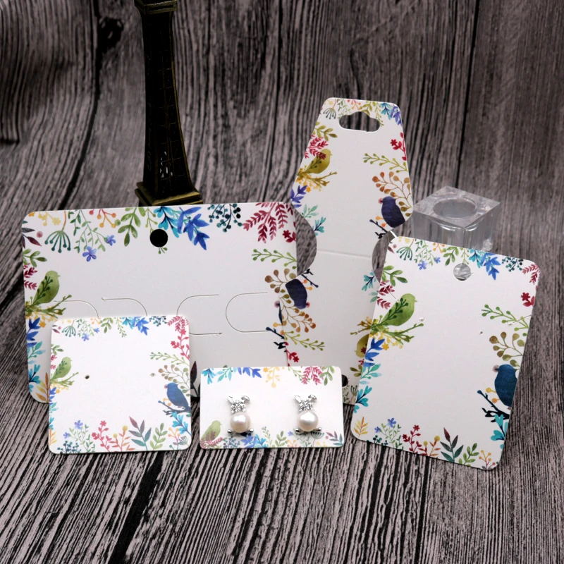 

Картон с принтом и чистой бумагой для женщин, серьги-гвоздики, ювелирные аксессуары, выставочные упаковочные карточки, 100 шт./лот