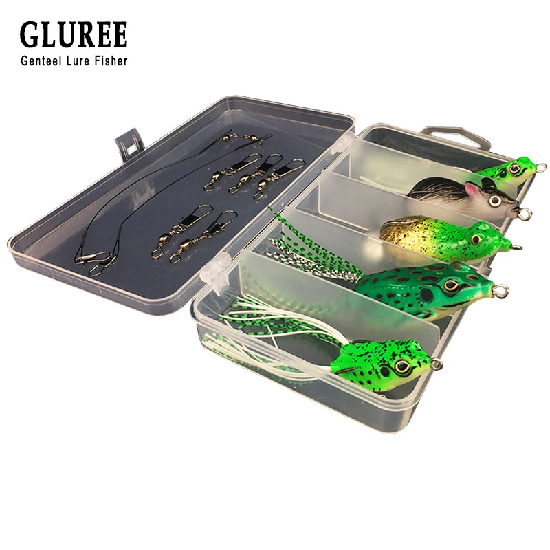 GLUREE 5 шт. лягушка рыболовные приманки комплект поплавок плавучий луч