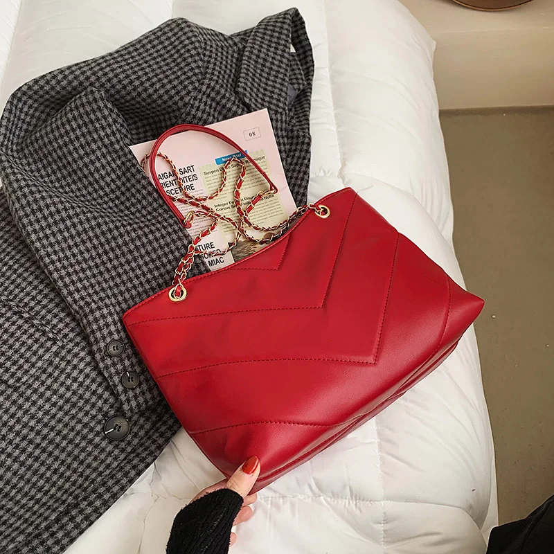 

Simple texture bag 2021 spring new trendy fashion chain one-shoulder handbags embroidered thread Westernstyle messenger bag wild