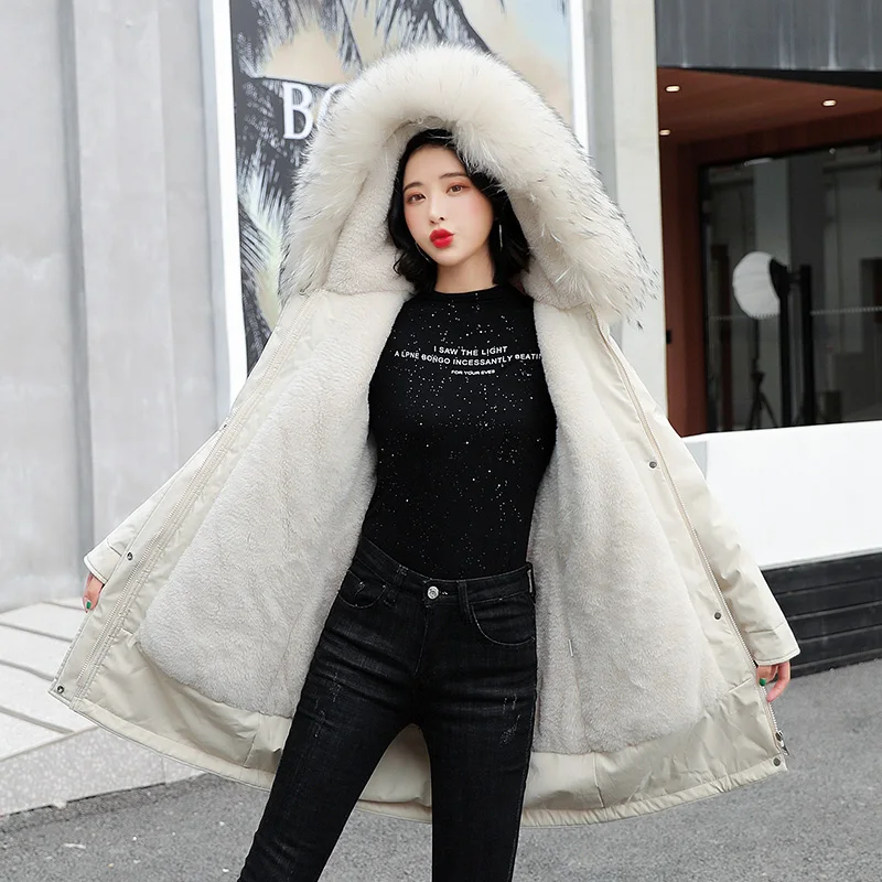 

2021 Autumn New Warm Fur Collar Thick Jacket Fashion Short Hooded Parkas Coat Winter Jacket Women Lady Streetwear