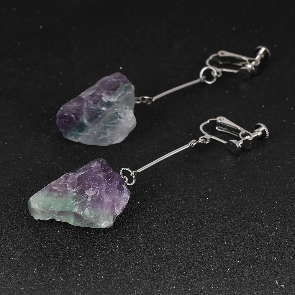 Женские Висячие серьги Обручи из натурального цветного флюорита гвоздики с