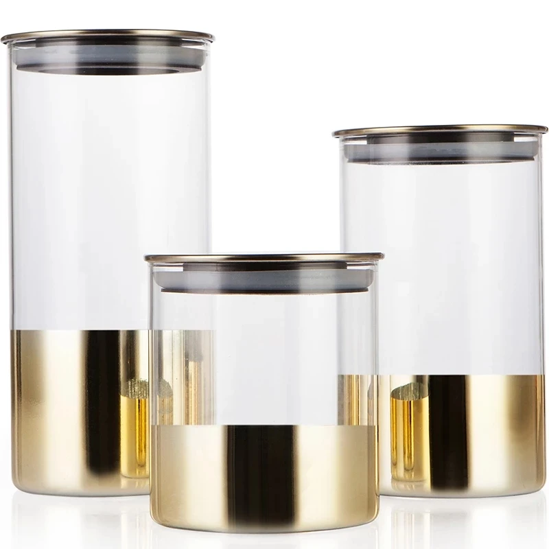 

Glass Jars Sealed Cans itchen Food Coffee Storage Bottles Spice Jars Candy Storage Banks Tea Box Kitchen Storage Can With Cover