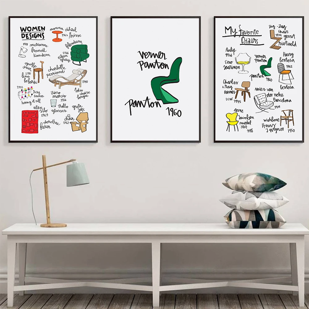 

Cute Funny Various Cartoon Chairs Wall Art Canvas Painting Nordic Posters and Prints Wall Pictures for Living Kids Room Decor