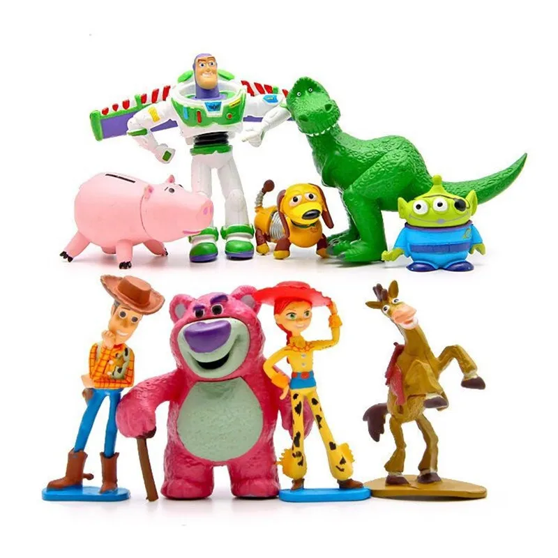 9 шт., История игрушек, Базз Лайтер, Вуди, Джесси, динозавр, лошадь в виде бульдога, маленькие зеленые мужские фигурки, игрушки, куклы Modell с коробкой