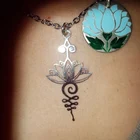 Модное ожерелье Unalome с кулоном для женщин, ожерелье в стиле хиппи, розовые, золотые, серебряные цветов, ожерелье с цветком лотоса, ювелирные изделия для йоги, бижутерия