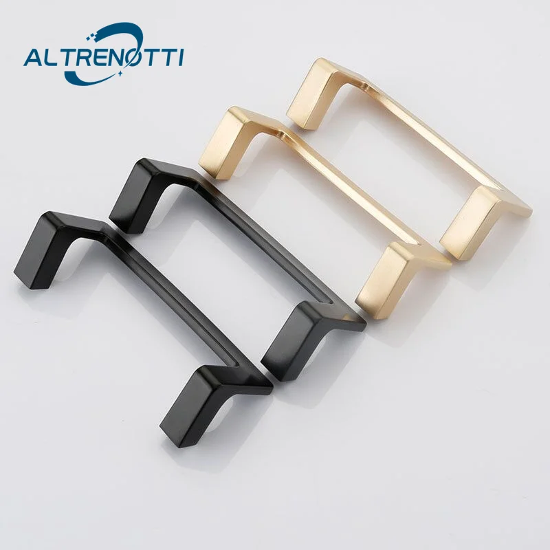 

Furniture Handle Cabinet Gold Black Modern Zinc Alloy Kitchen Cupboard Door Pull Simple Drawer Wardrobe Closet Knob Hardware