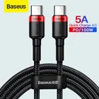 Кабель Baseus usb-cUSB Type-C, 100 Вт, для MacBook Pro, быстрая зарядка 4,0, для Samsung, Xiaomi, mi 10