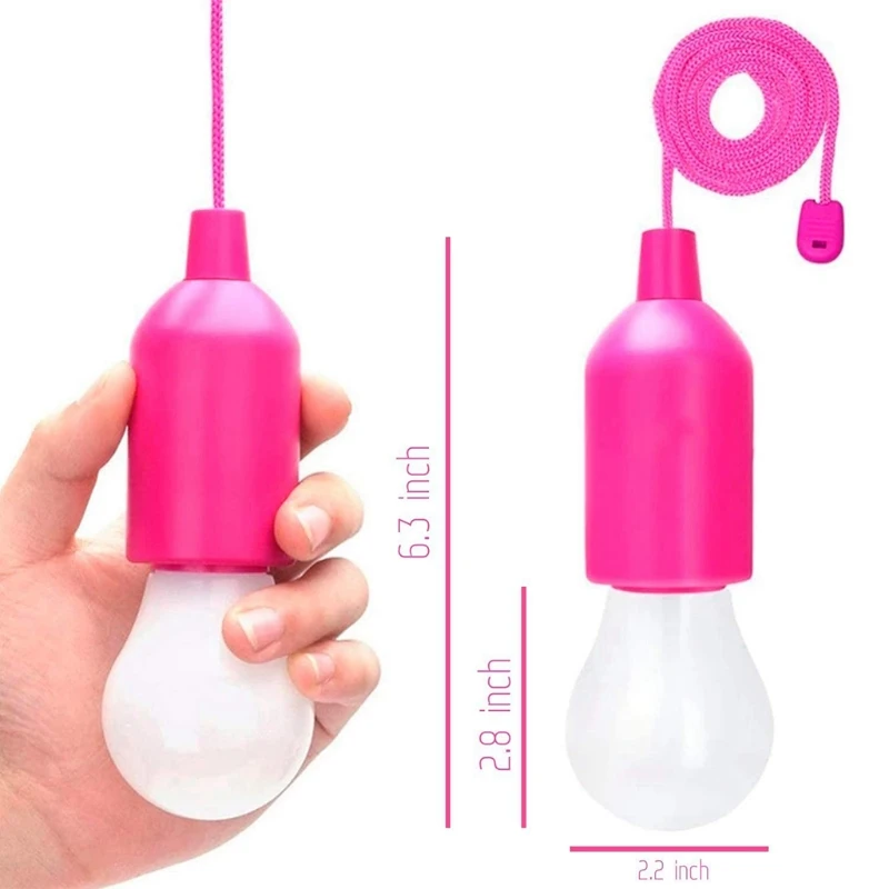 

M5TC 7 Pcs Portable LED Pull Cord Light Bulb Battery Operated Hanging Pull Cord Lamp