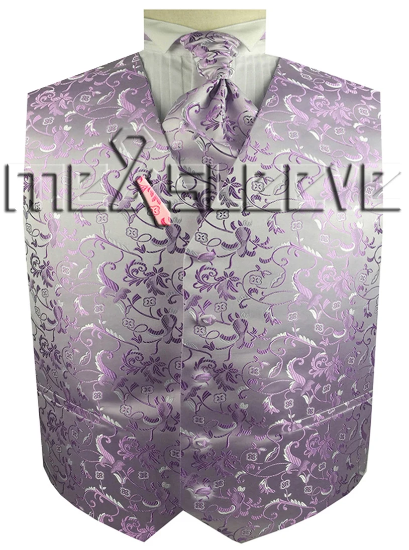 free shipping man's flower tailored tuxedo waistcoat set(vest+ascot tie+handkerchief