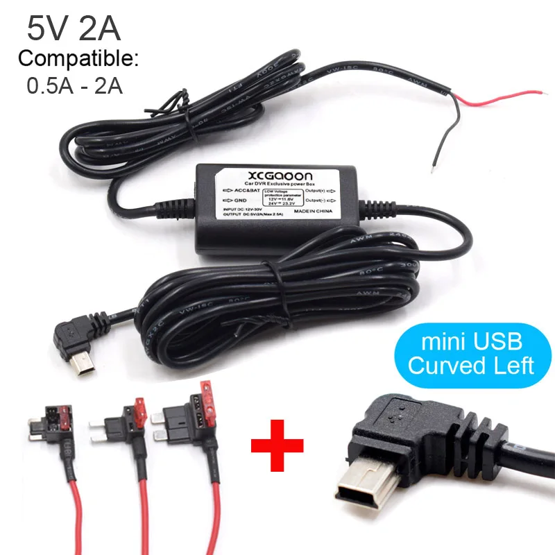 

Автомобильный жесткий кабель для зарядки с Mini Micro Type-C USB DC 12 В до 5 В 2 А 3,1 м Автоматическая зарядка для видеокамеры Dash Cam Автомобильный видеорегистратор