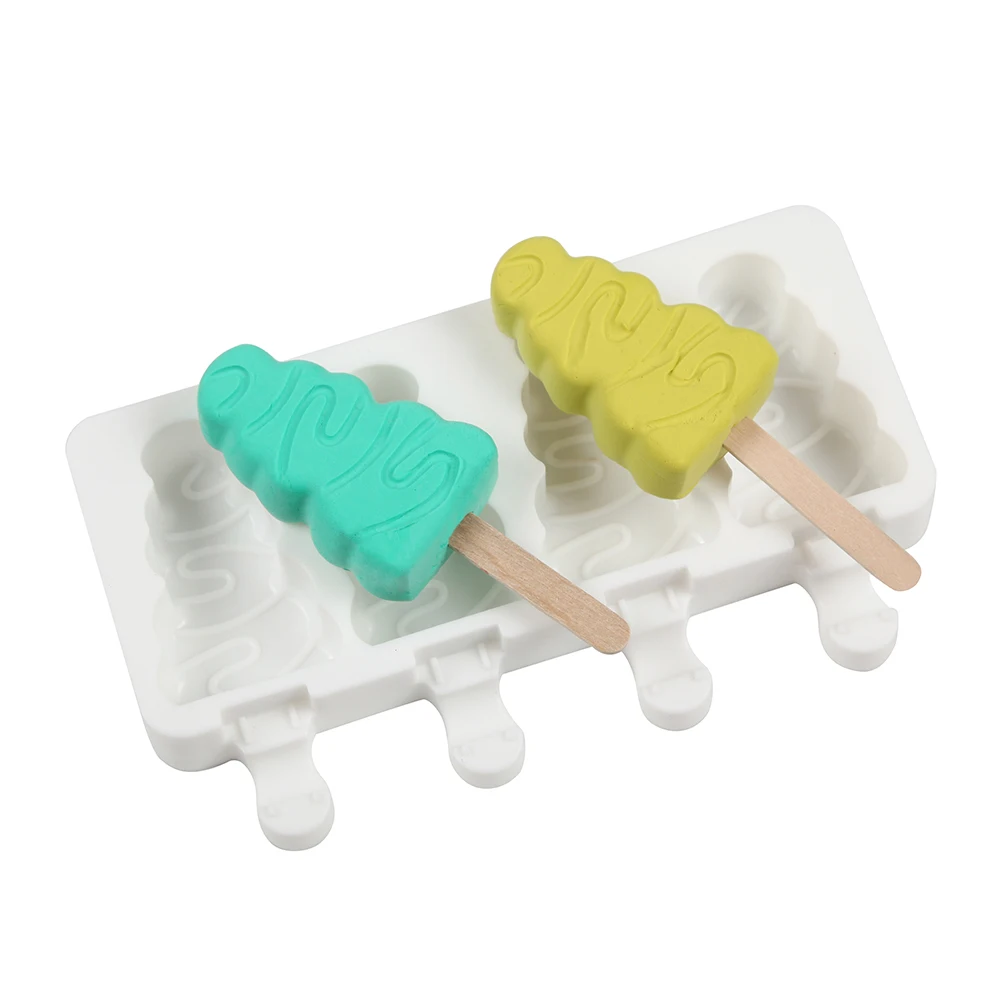 

Silicone Ice Cream Mold DIY christmas tree Popsicle Moulds Freezer 4 Cell Small Size Ice Cube Tray Popsicle Barrel Makers