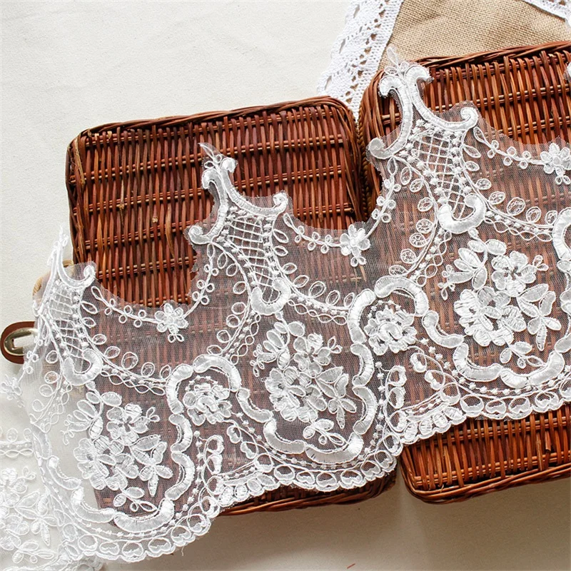 

Ivory Wedding Decoration French Lace Wedding Veil With Car Embroidery Lace Trim Cording DIY Accessories 3yards/Lot