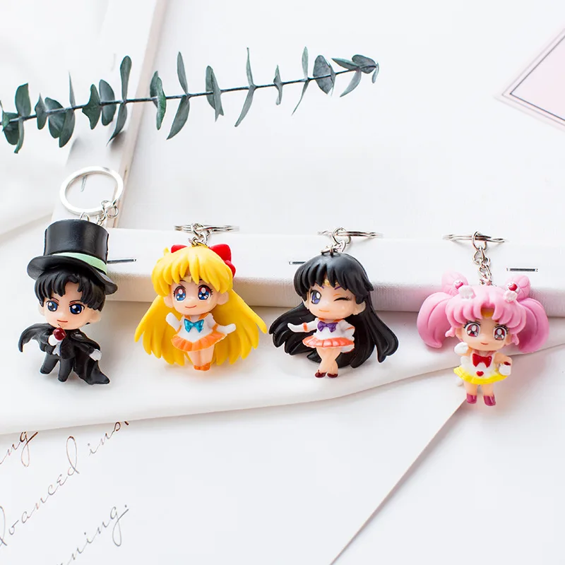 

Japan Anime Keychain Cartoon Sailor Moon Keyrings Beautiful Trinket Jewelry Car Bags Keyholder Women Girl Kawaii Gift