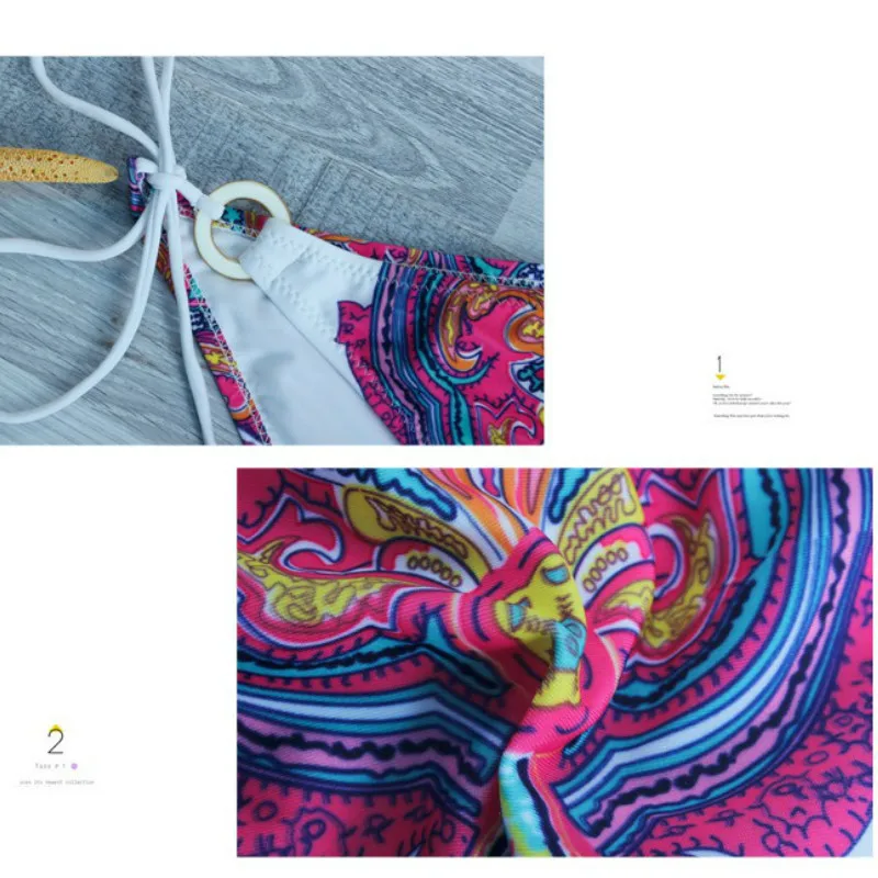 

2020 New Fragmentary Flower Bikinis Women Swimsuit Cross Bandage Swimwear Push Up Bikini Set Beach Suit Brazilian Biquni Print