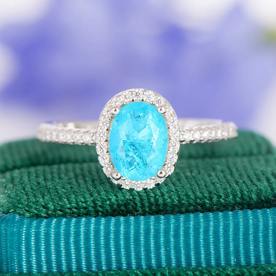 Женское кольцо с камнями GZXSJG бразильское турмалиновое 6x8 мм овальное серебристое