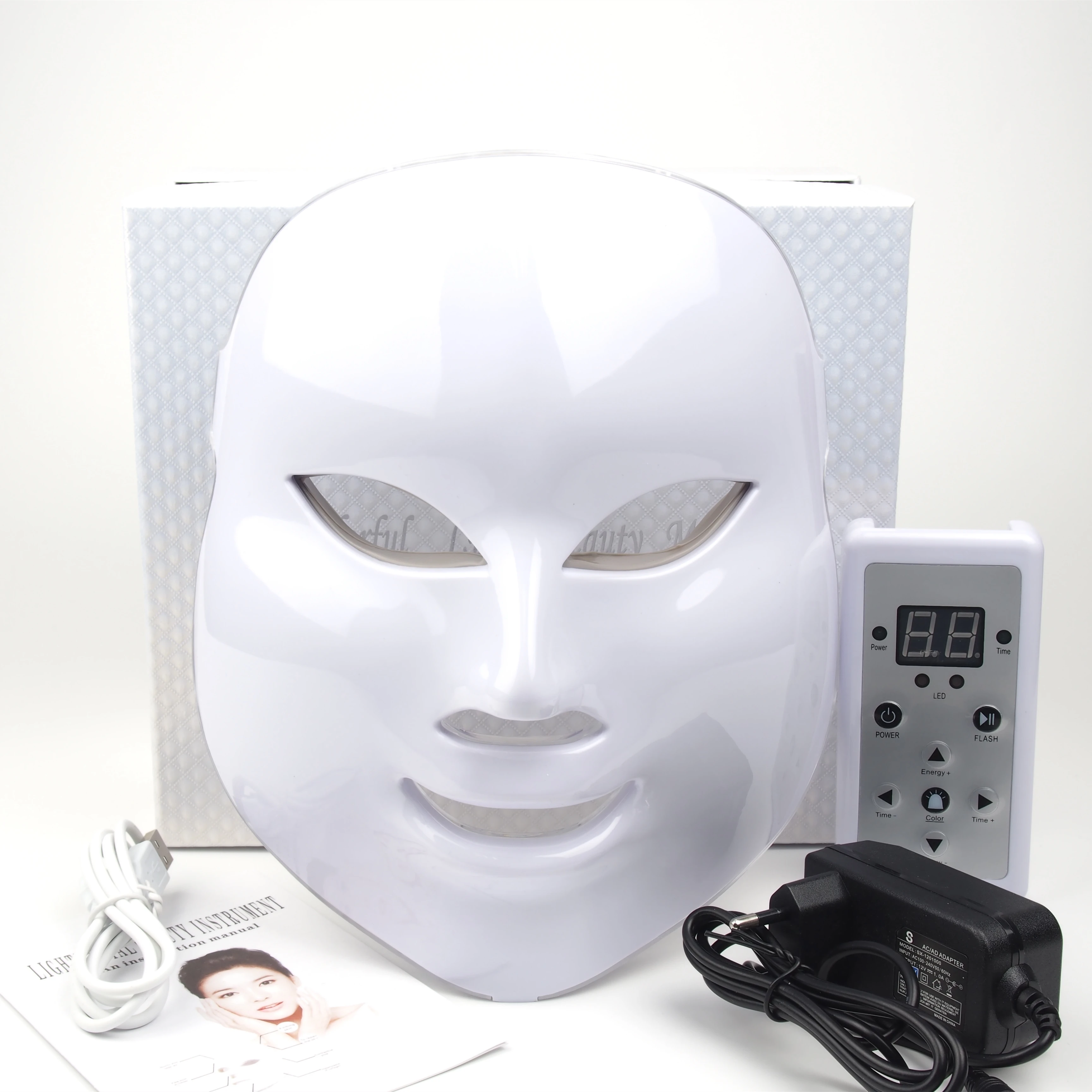 7 цветов Светодиодная маска для лица Омоложение кожи светодиодная фототерапия