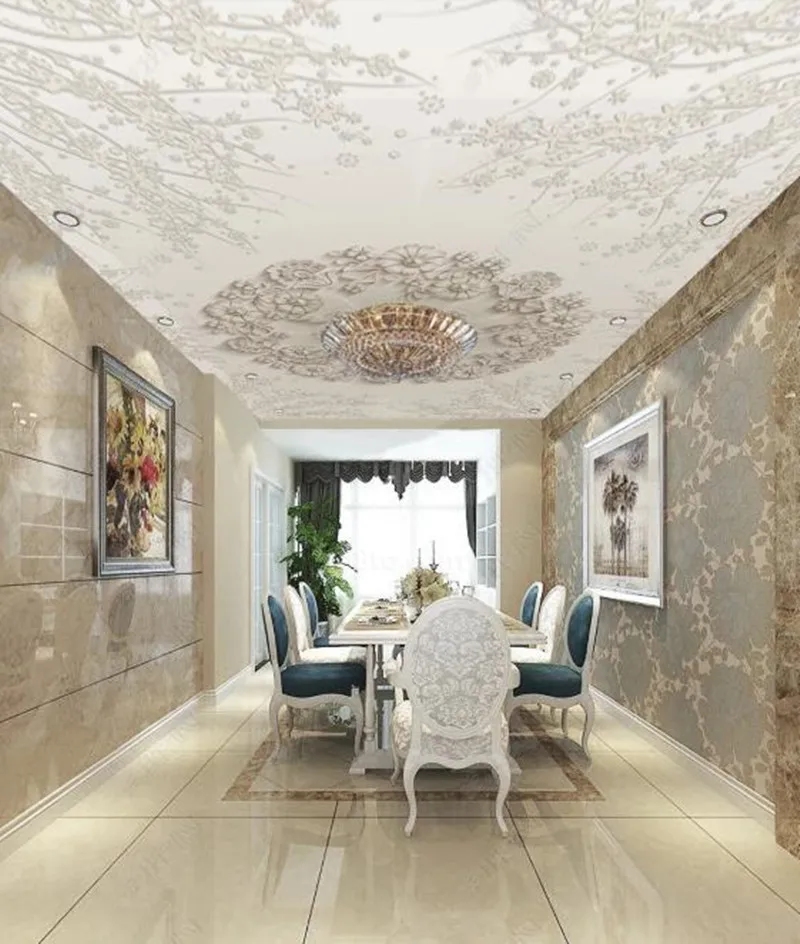 Европейские трехмерные рельефные обои с изображением цветов настенные 3D потолка