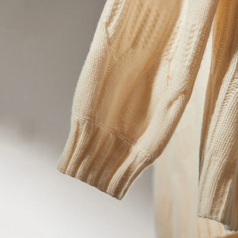 

Women Sweater Cape-style Twist-knit High-neck Ladies Casual Sweater