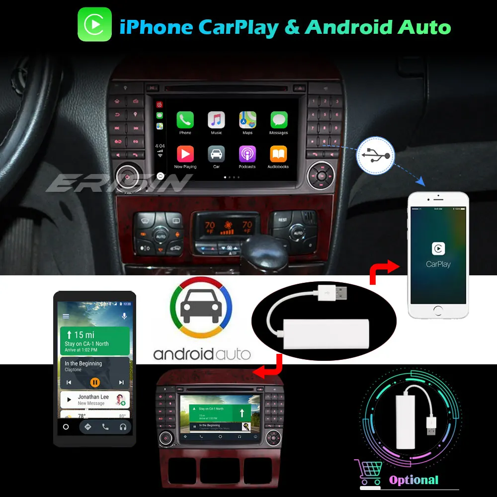 Erisin Android 10 0 Авторадио автомобильный стерео dvd-плеер GPS DAB + SWC Navi CarPlay OBD2 для Mercedes Benz