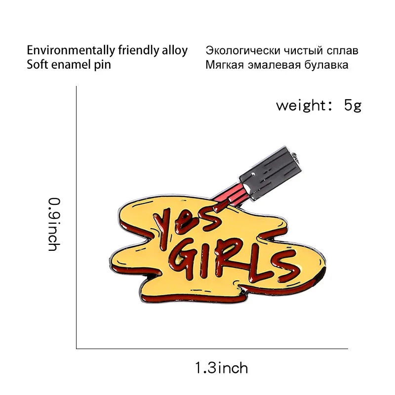 Cartoon Badges Letter YES GIRLS Brooches for Women Creative Cute Nail Polish Enamel Pins Feminist Jewelry Backpack Accessories | Украшения