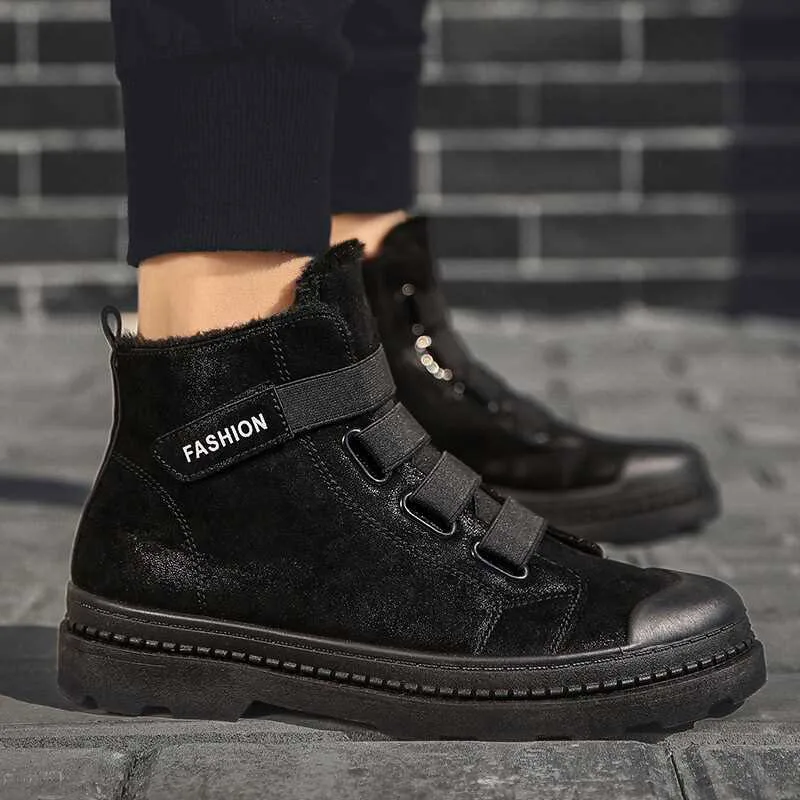 Мужские кроссовки теплые плюшевые зимние ботинки 2019 модный обруч и петля