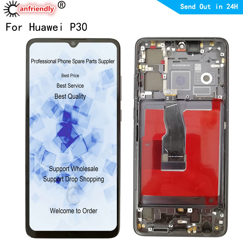 Pantalla LCD OLED de 6,1 pulgadas para m&oacute;vil, digitalizador de pantalla t&aacute;ctil con montaje de marco, para Huawei P30, ELE-L29, L09, L04, AL00, TL00-0