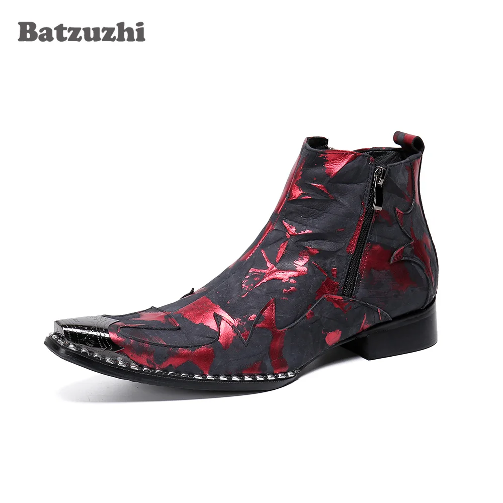 Ботинки мужские кожаные Batzuzhi Rock с острым носком на молнии для вечеринок и свадеб