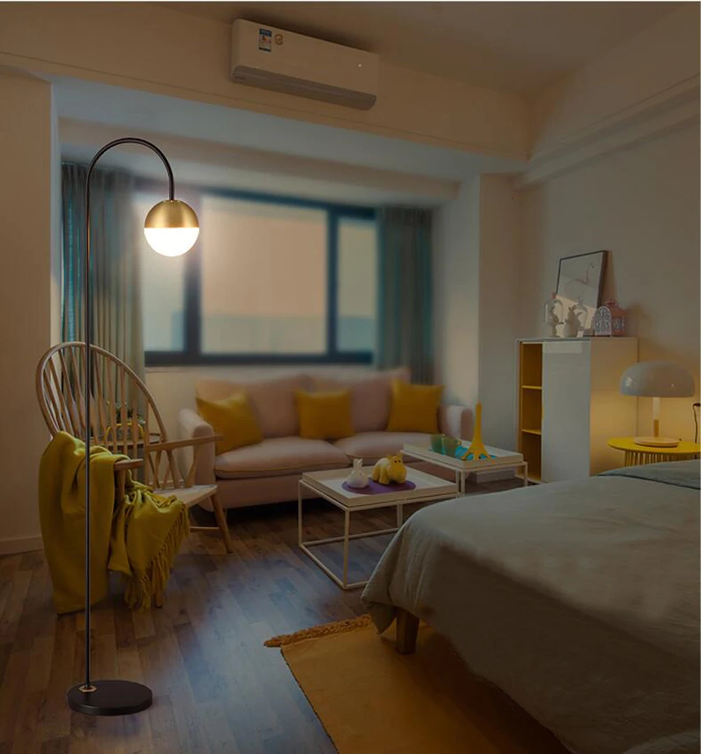 Современный напольный светильник из золотого стекла круглый шар|Напольные