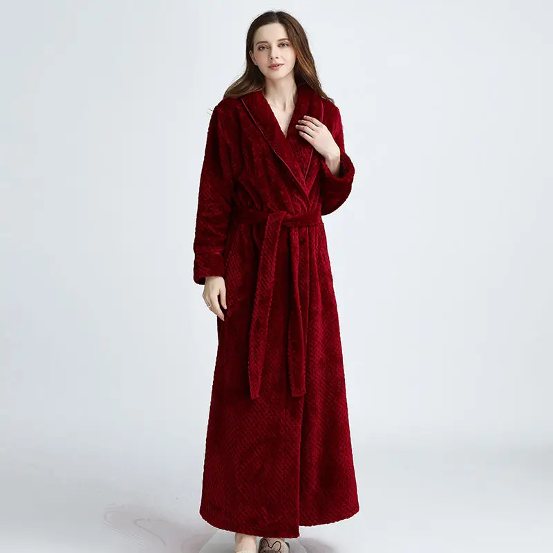 Autumn winter longer thicker couple bathrobe waist robe female long pajamas men's large size pajamas sleepwear women robe sets