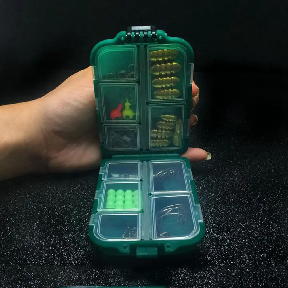 Mini Fishing Tackle Box 10 Compartments Waterproof Hard Gear Case Hooks Lure Bait Storage Cover On For Carp | Спорт и развлечения
